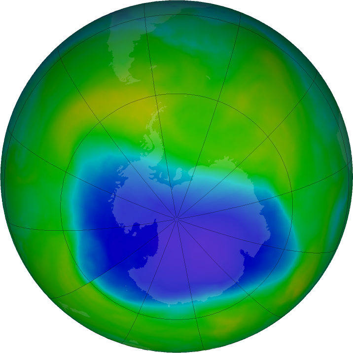 Antarctic ozone map for 29 November 2023